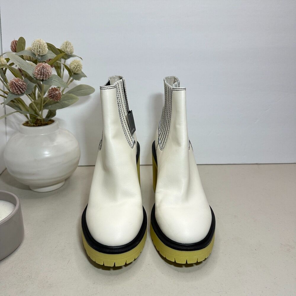 Dolce Vita White and Yellow Ankle Boots with Chunky Heel - Picture 2 of 13